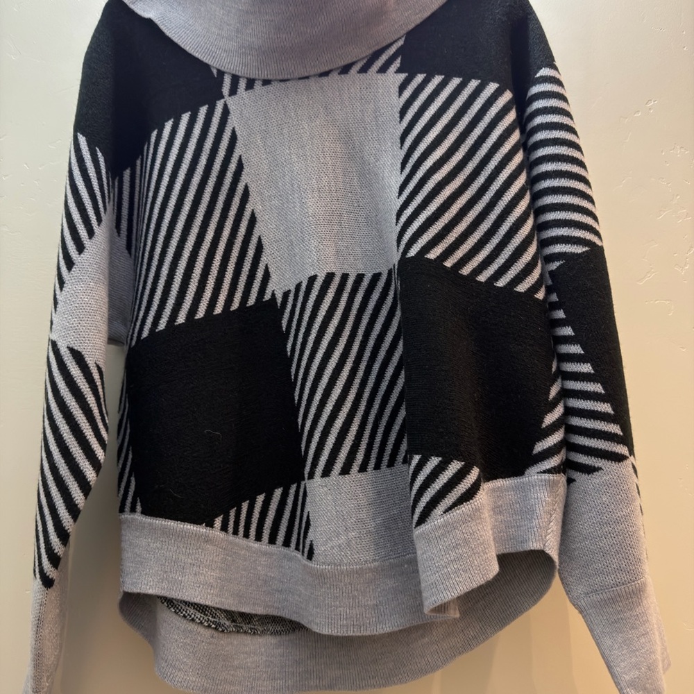 Design History‎ Black and Gray Cowl Neck Sweater